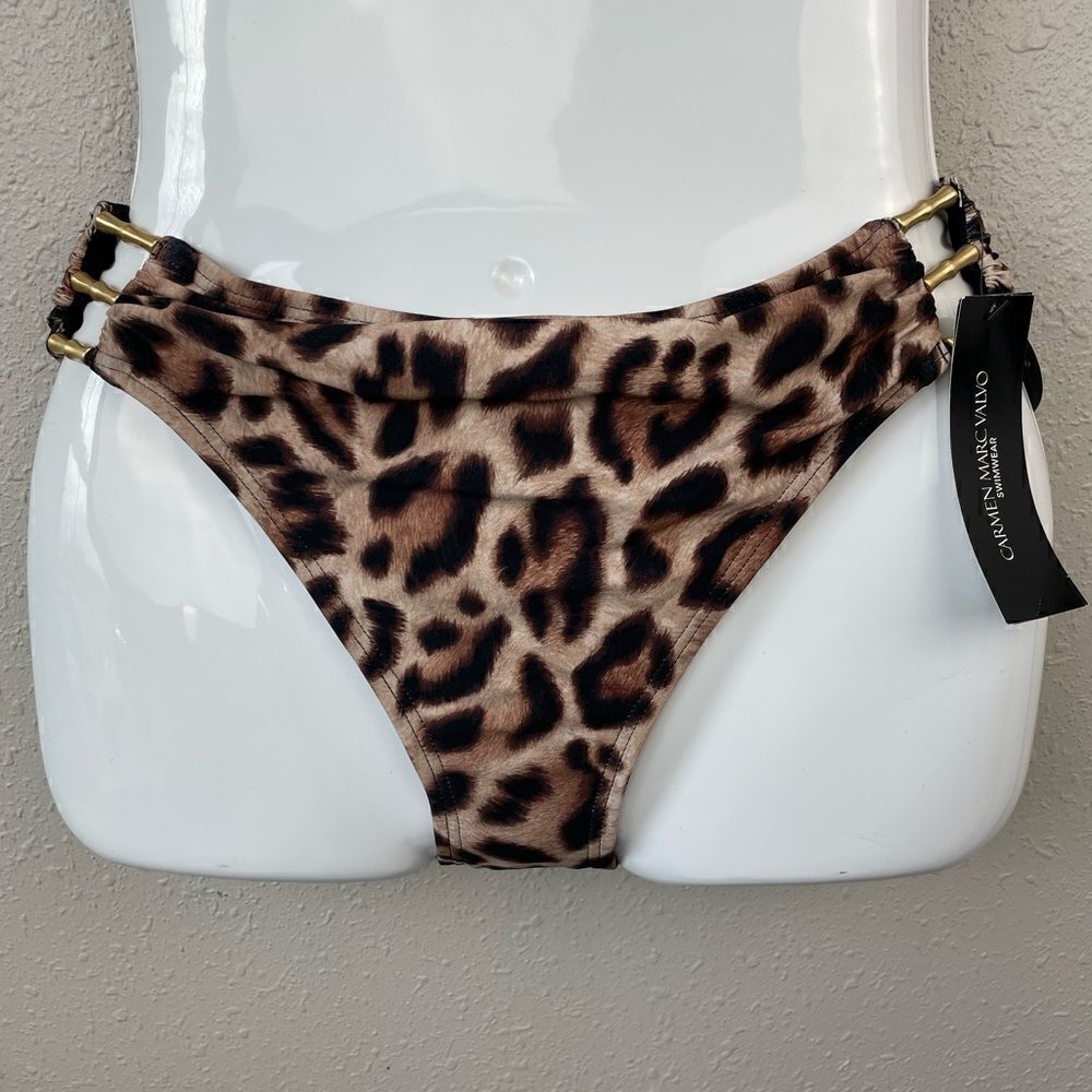 NWT Carmen Marc Valvo Tiger Print Bikini Bottoms Size L